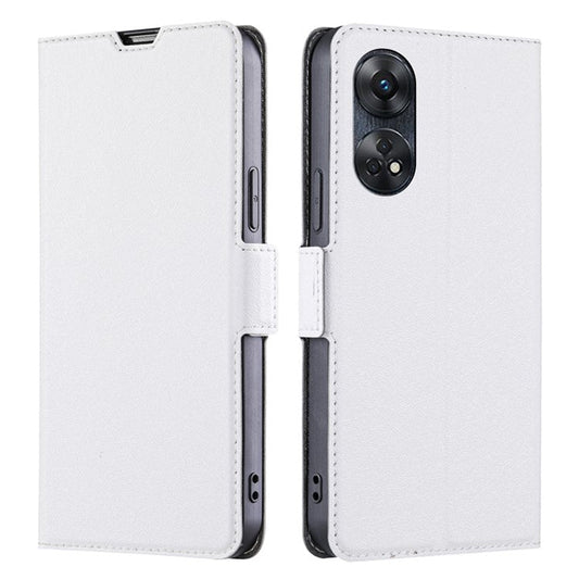 Phone Stand Cover for Oppo Reno8 T 4G PU Leather Card Holder Mobile Phone Protective Cover - White