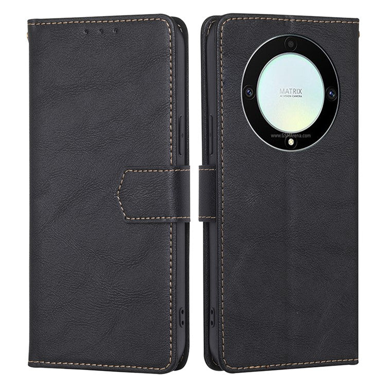For Honor X9a 5G / X40 5G / Magic5 Lite 5G RFID Blocking Phone Leather Case Stand Wallet Phone Cover - Black