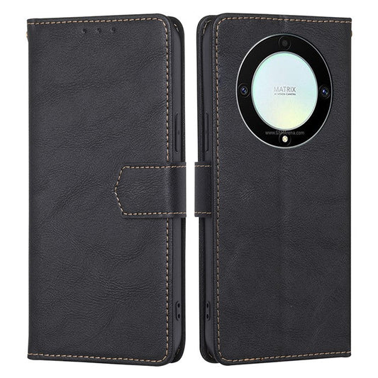 For Honor X9a 5G / X40 5G / Magic5 Lite 5G RFID Blocking Phone Leather Case Stand Wallet Phone Cover - Black