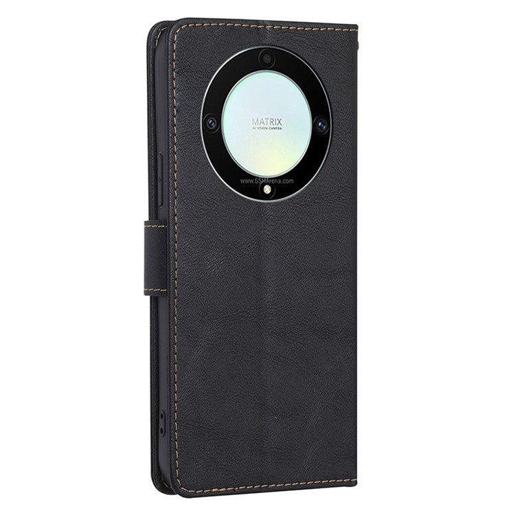 For Honor X9a 5G / X40 5G / Magic5 Lite 5G RFID Blocking Phone Leather Case Stand Wallet Phone Cover - Black