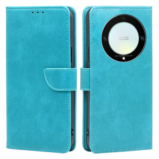Cell Phone Case for Honor X9a 5G / X40 5G / Magic5 Lite 5G PU Leather Calf Texture Stand Wallet Phone Cover - Baby Blue
