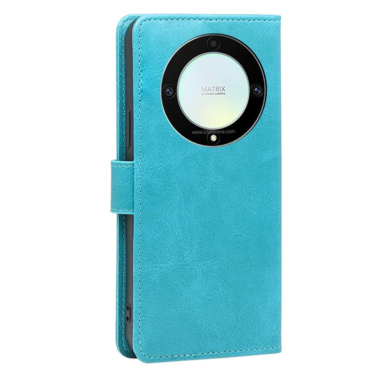 Cell Phone Case for Honor X9a 5G / X40 5G / Magic5 Lite 5G PU Leather Calf Texture Stand Wallet Phone Cover - Baby Blue