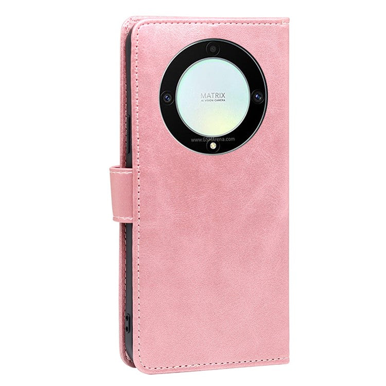 Cell Phone Case for Honor X9a 5G / X40 5G / Magic5 Lite 5G PU Leather Calf Texture Stand Wallet Phone Cover - Rose Gold