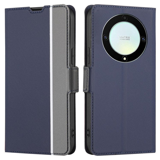 For Honor X40 5G / X9a 5G / Magic5 Lite 5G Twill Texture Leather Stand Phone Case Card Holder Full Protection Shell - Blue