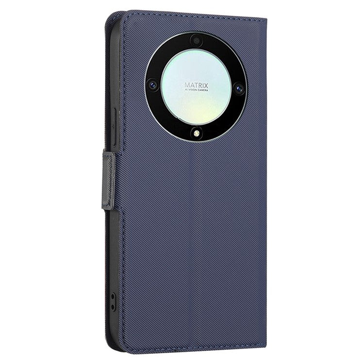For Honor X40 5G / X9a 5G / Magic5 Lite 5G Twill Texture Leather Stand Phone Case Card Holder Full Protection Shell - Blue