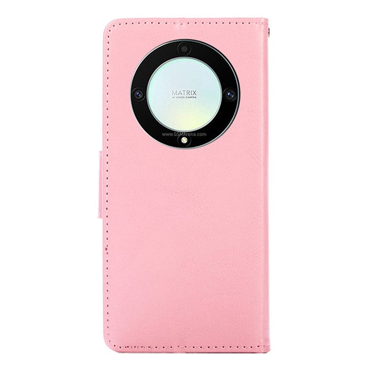 For Honor X9a 5G / X40 5G /  Magic5 Lite 5G Cell Phone Cover PU Leather Stand Wallet Protective Phone Case - Pink