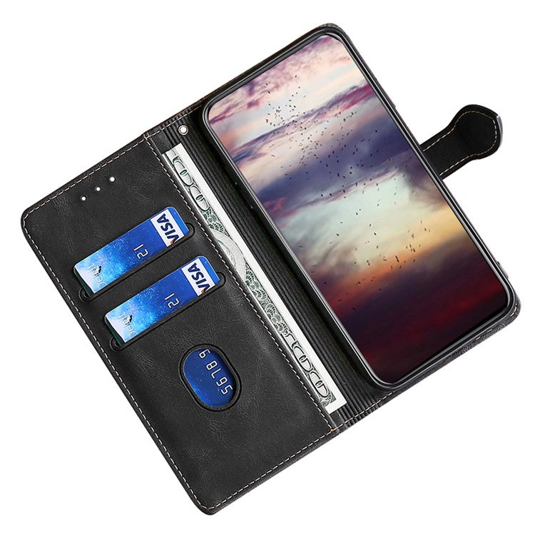 For Honor X40 5G Shockproof Phone Stand Cover Straw Hat Design PU Leather Wallet Case - Black