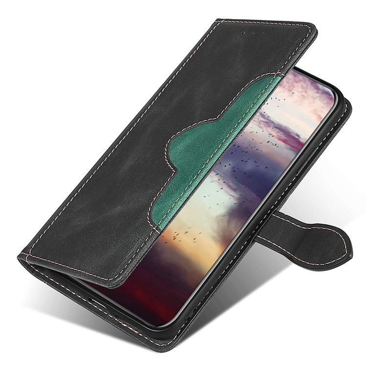 For Honor X40 5G Shockproof Phone Stand Cover Straw Hat Design PU Leather Wallet Case - Black