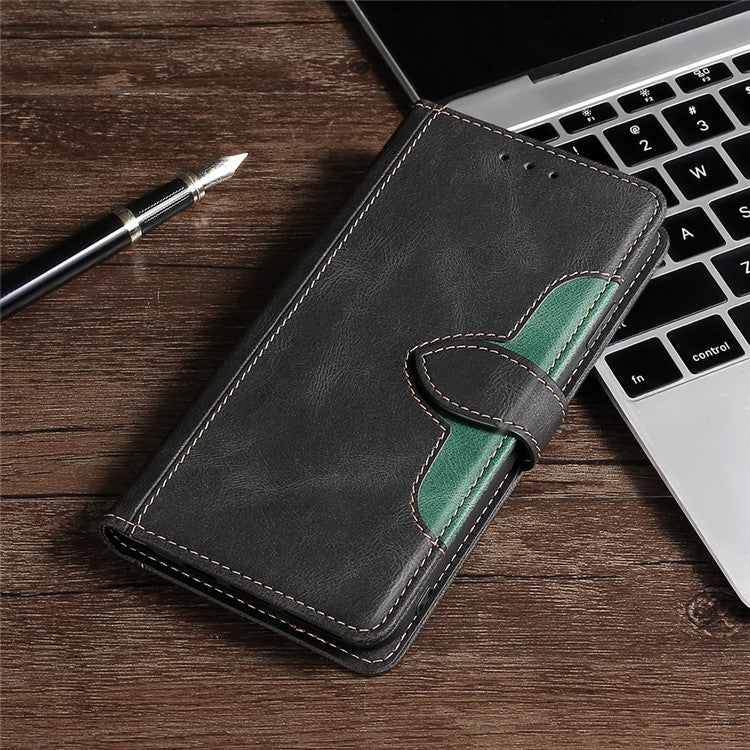 For Honor X40 5G Shockproof Phone Stand Cover Straw Hat Design PU Leather Wallet Case - Black
