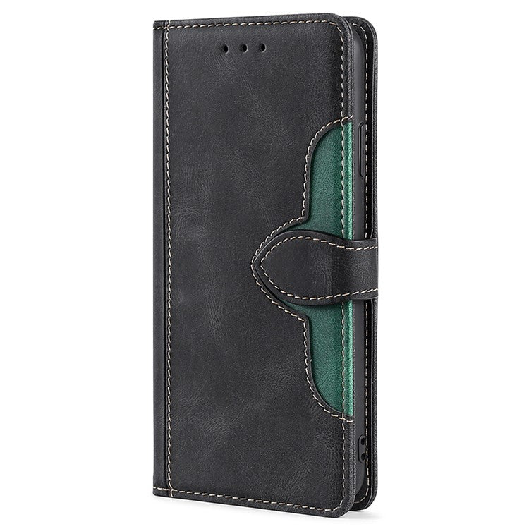 For Honor X40 5G Shockproof Phone Stand Cover Straw Hat Design PU Leather Wallet Case - Black
