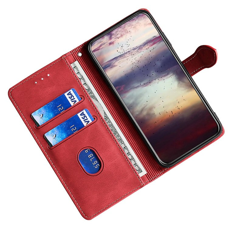 For Honor X40 5G Shockproof Phone Stand Cover Straw Hat Design PU Leather Wallet Case - Red