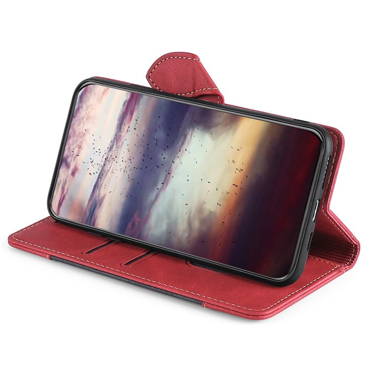 For Honor X40 5G Shockproof Phone Stand Cover Straw Hat Design PU Leather Wallet Case - Red