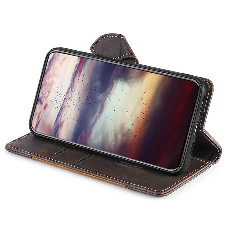 For Honor X40 5G Shockproof Phone Stand Cover Straw Hat Design PU Leather Wallet Case - Brown