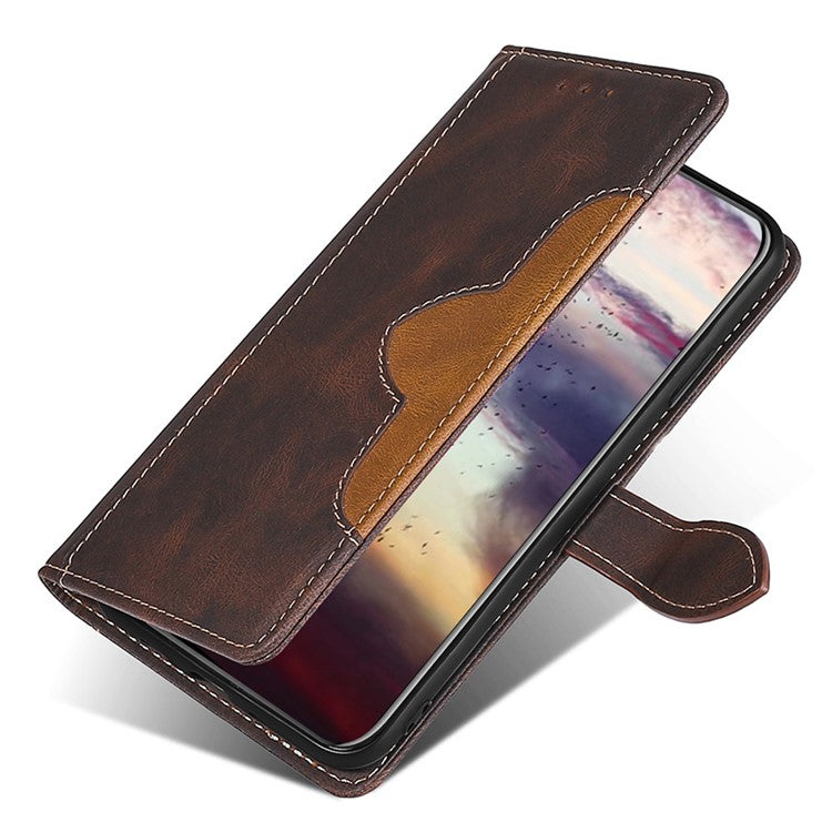 For Honor X40 5G Shockproof Phone Stand Cover Straw Hat Design PU Leather Wallet Case - Brown