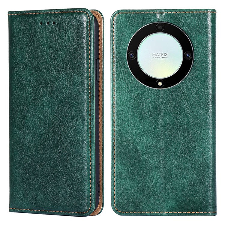 For Honor X40 5G / X9a 5G / Magic5 Lite 5G PU Leather Wallet Phone Case Magnetic Auto-closing Shockproof Stand Cover - Green