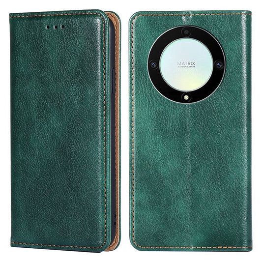 For Honor X40 5G / X9a 5G / Magic5 Lite 5G PU Leather Wallet Phone Case Magnetic Auto-closing Shockproof Stand Cover - Green