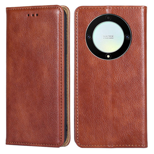 For Honor X40 5G / X9a 5G / Magic5 Lite 5G PU Leather Wallet Phone Case Magnetic Auto-closing Shockproof Stand Cover - Brown