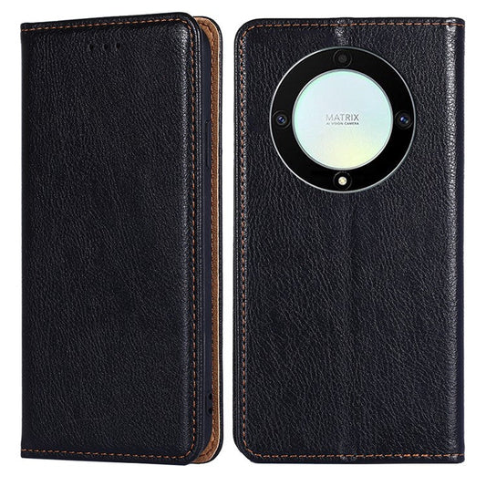 For Honor X40 5G / X9a 5G / Magic5 Lite 5G PU Leather Wallet Phone Case Magnetic Auto-closing Shockproof Stand Cover - Black