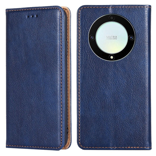 For Honor X40 5G / X9a 5G / Magic5 Lite 5G PU Leather Wallet Phone Case Magnetic Auto-closing Shockproof Stand Cover - Blue
