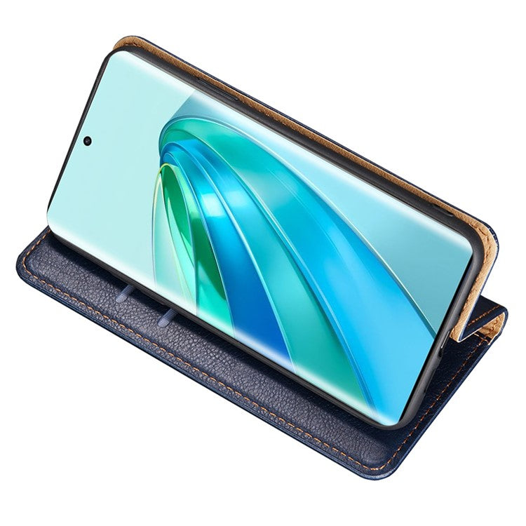 For Honor X40 5G / X9a 5G / Magic5 Lite 5G PU Leather Wallet Phone Case Magnetic Auto-closing Shockproof Stand Cover - Blue