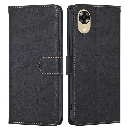 RFID Blocking Phone Case for Oppo A17k 4G Wallet PU Leather Phone Stand Cover - Black