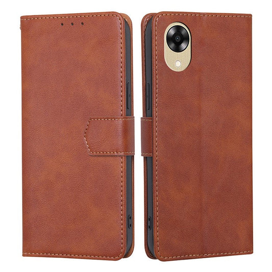 RFID Blocking Phone Case for Oppo A17k 4G Wallet PU Leather Phone Stand Cover - Brown