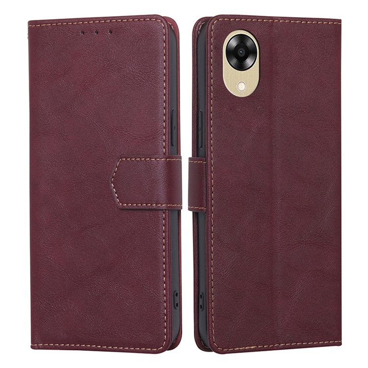 RFID Blocking Phone Case for Oppo A17k 4G Wallet PU Leather Phone Stand Cover - Wine Red