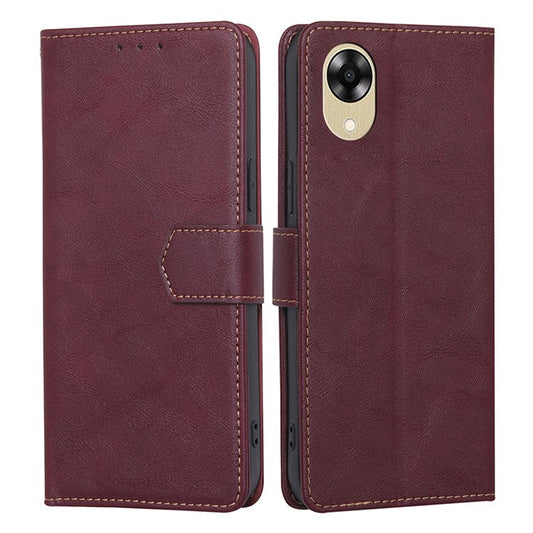 RFID Blocking Phone Case for Oppo A17k 4G Wallet PU Leather Phone Stand Cover - Wine Red