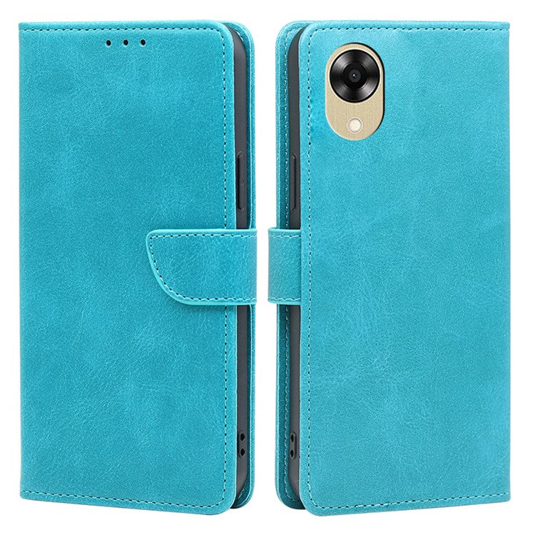 Phone Leather Case for Oppo A17k 4G Anti-scratch Wallet Stand Phone Cover - Baby Blue