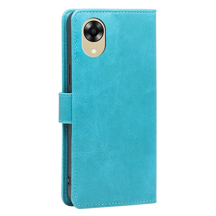 Phone Leather Case for Oppo A17k 4G Anti-scratch Wallet Stand Phone Cover - Baby Blue