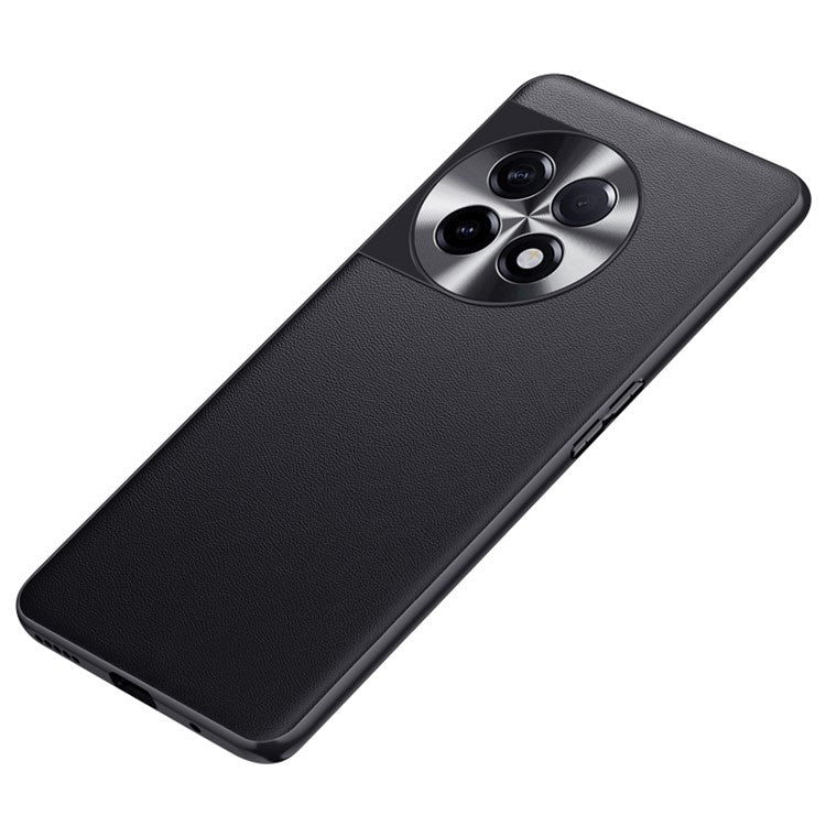 For OnePlus 11 5G PU Leather Coated TPU + PC Non-Slip Case Metal Lens Design Protective Phone Cover - Black