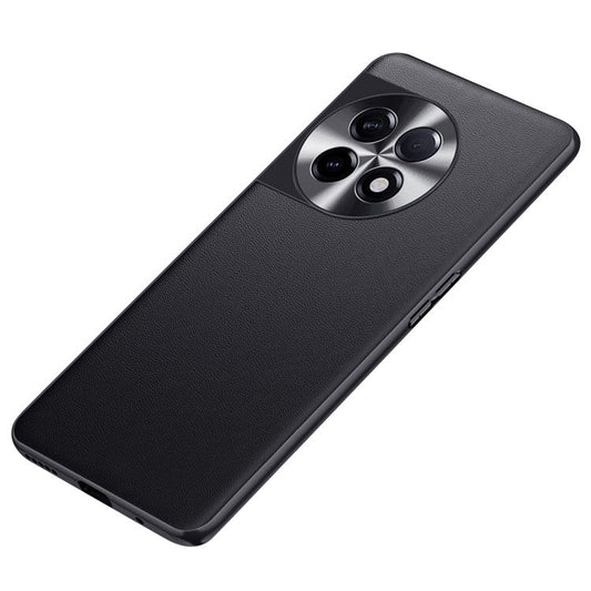 For OnePlus 11 5G PU Leather Coated TPU + PC Non-Slip Case Metal Lens Design Protective Phone Cover - Black