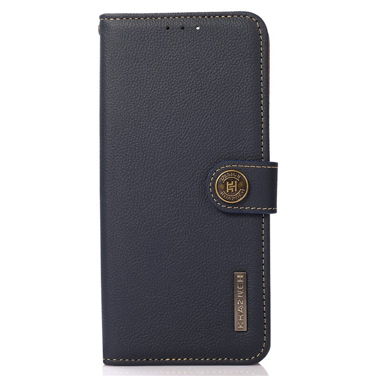 KHAZNEH For OnePlus Nord CE 3 Lite 5G / Nord N30 5G RFID Blocking Phone Wallet Case Genuine Leather Stand Phone Cover - Blue