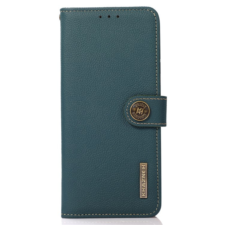 KHAZNEH For OnePlus Nord CE 3 Lite 5G / Nord N30 5G RFID Blocking Phone Wallet Case Genuine Leather Stand Phone Cover - Green