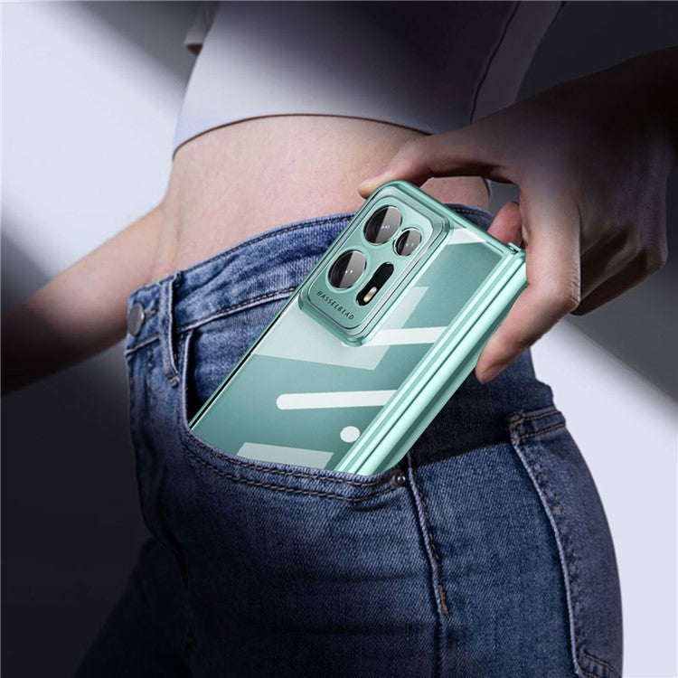 Phone Case For Oppo Find N2 5G , Magnetic Hinge Anti-drop Hard PC Phone Cover with Screen Protector - Black