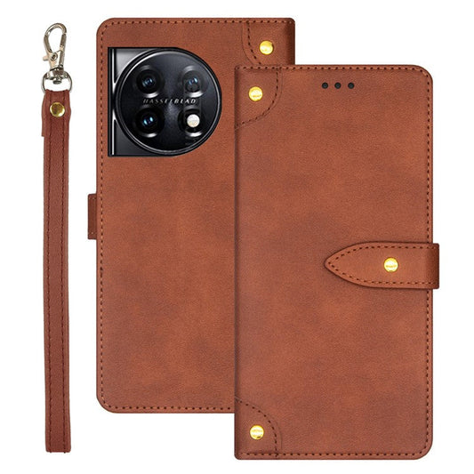 IDEWEI Phone Flip Case for OnePlus 11 5G , PU Leather Card Slots Design Stand Magnetic Cover - Brown