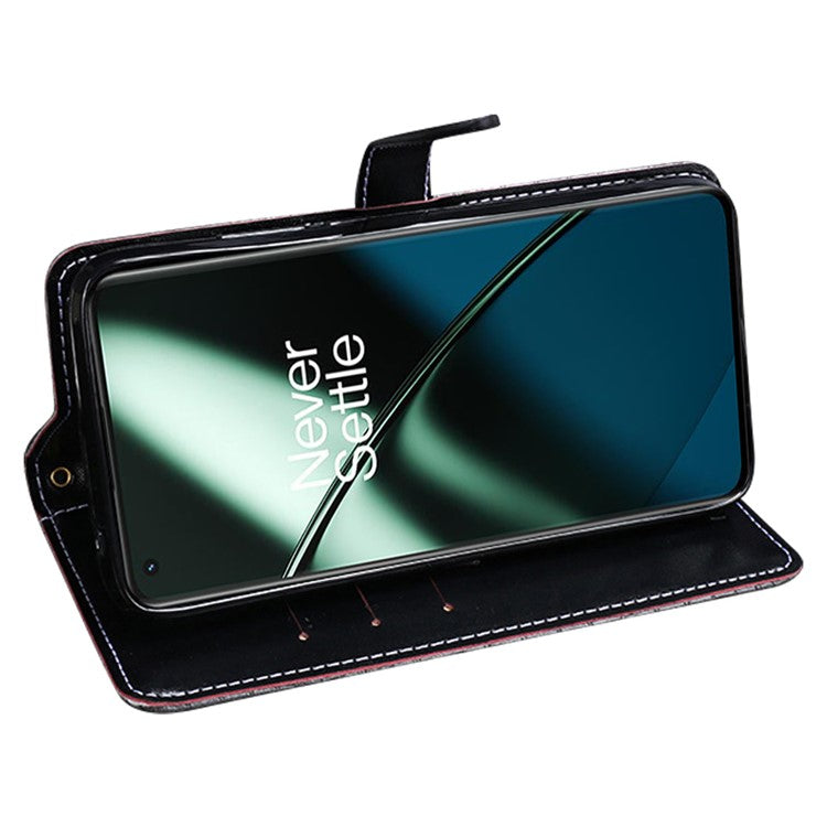 IDEWEI For OnePlus 11 5G Anti-scratch Phone Flip Cover Crocodile Texture PU Leather Magnetic Closure Wallet Stand Phone Case - Black