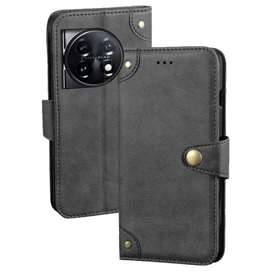 IDEWEI For OnePlus 11 5G Phone Flip Case Fine Texture TPU+PU Leather Wallet Phone Stand Cover - Black