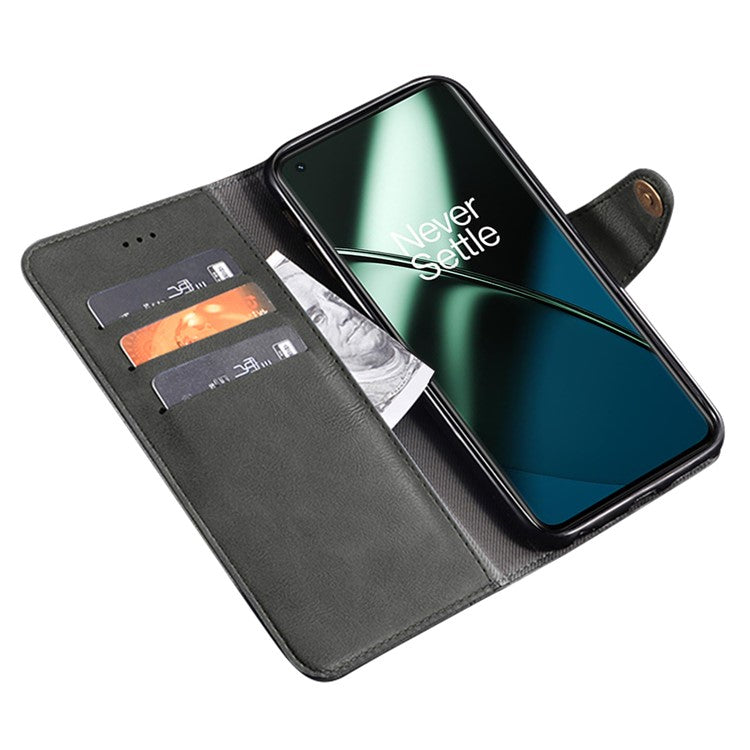 IDEWEI For OnePlus 11 5G Phone Flip Case Fine Texture TPU+PU Leather Wallet Phone Stand Cover - Black