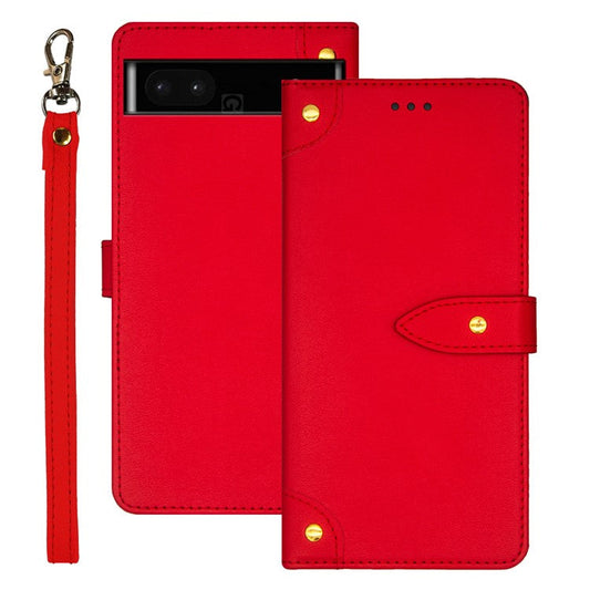IDEWEI Phone Case for Google Pixel 7a Leather Shockproof Phone Cover with Card Slots Stand - Red