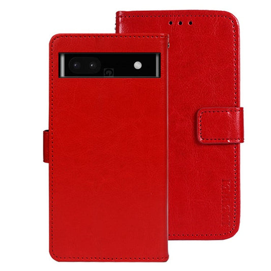 IDEWEI For Google Pixel 7a Anti-drop Cell Phone Cover Stand Wallet Protective PU Leather Phone Case - Red