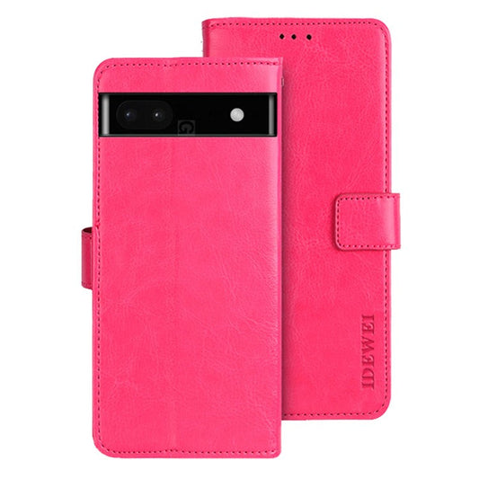 IDEWEI For Google Pixel 7a Anti-drop Cell Phone Cover Stand Wallet Protective PU Leather Phone Case - Rose