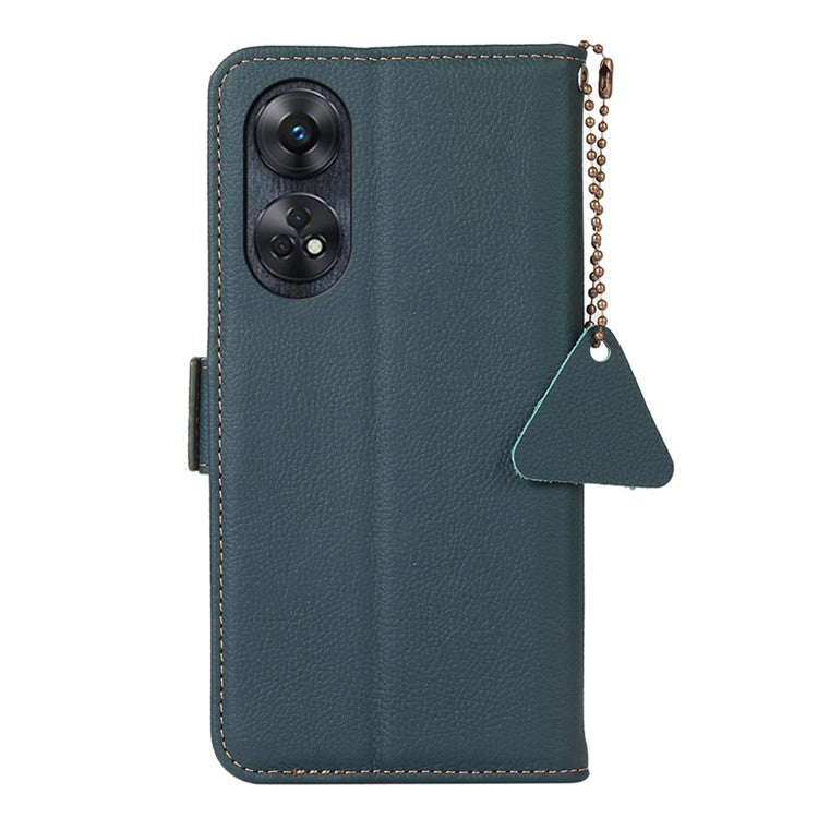 TJ Leather Phone Case for Oppo Reno8 T 4G RFID Blocking Stand Wallet Full Protection Phone Cover - Green