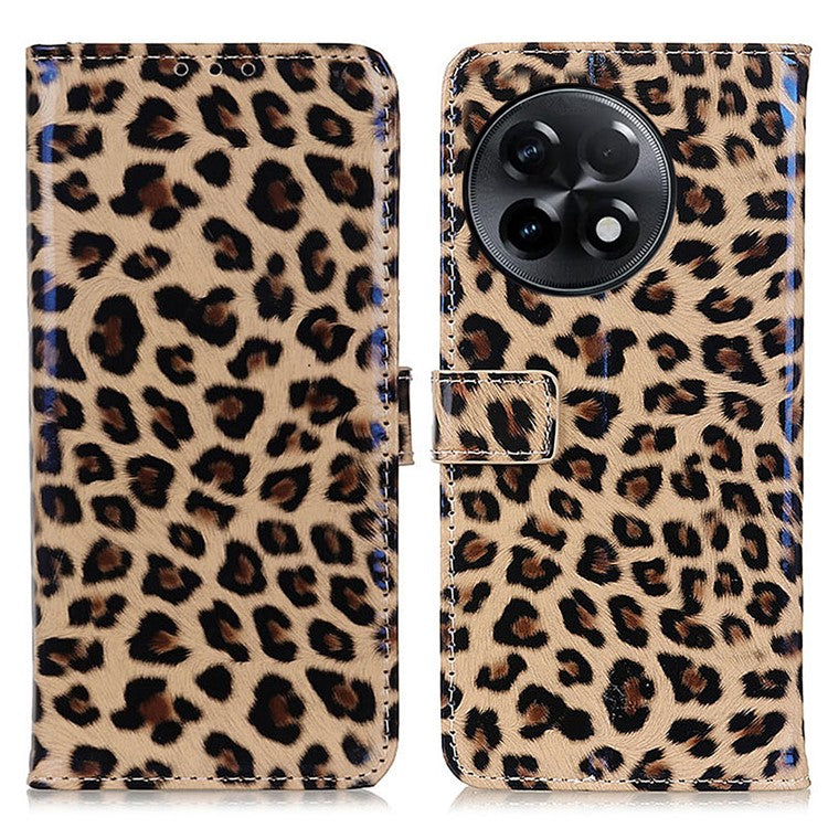 Flip Leather Phone Case For OnePlus Ace 2 5G / 11R 5G , Leopard Pattern Anti-fall Phone Cover with Wallet Stand