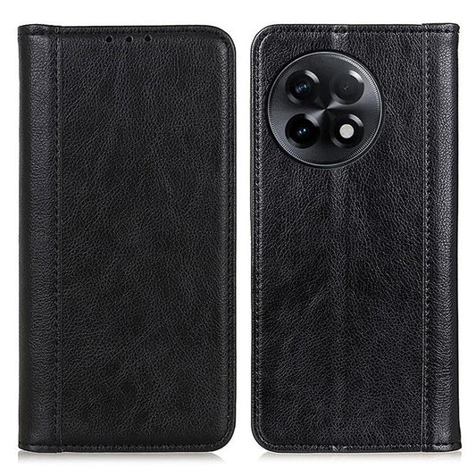 For OnePlus Ace 2 5G / 11R 5G Anti-fall Phone Case Litchi Texture Split Leather Flip Wallet Cover with Stand - Black