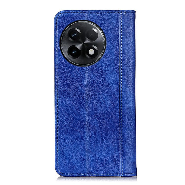 For OnePlus Ace 2 5G / 11R 5G Anti-fall Phone Case Litchi Texture Split Leather Flip Wallet Cover with Stand - Blue