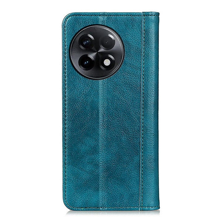 For OnePlus Ace 2 5G / 11R 5G Anti-fall Phone Case Litchi Texture Split Leather Flip Wallet Cover with Stand - Green
