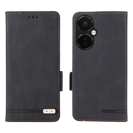 Anti-drop Phone Cover For OnePlus Nord CE 3 Lite 5G , Hardware Decor Flip Leather Wallet Phone Case with Stand - Black