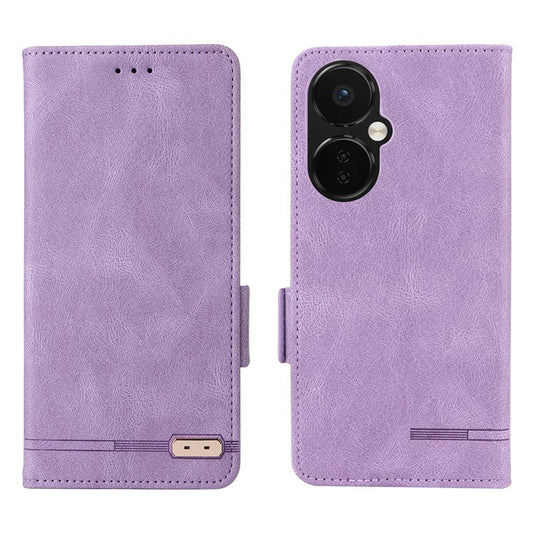 Anti-drop Phone Cover For OnePlus Nord CE 3 Lite 5G / Nord N30 5G , Hardware Decor Flip Leather Wallet Phone Case with Stand - Purple