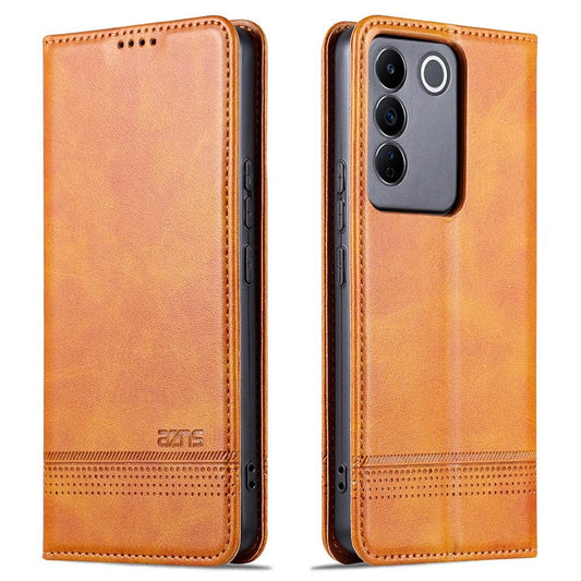 AZNS For vivo S16e 5G Shockproof Cell Phone Case PU Leather Wallet Stand Magnetic Phone Cover - Brown